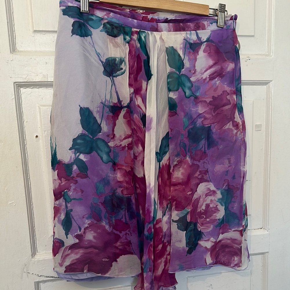 G—Floral Sheer Skirt in Purple and Green